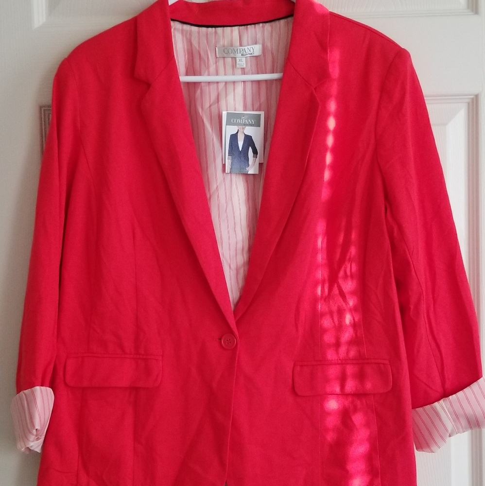 NWT Company Ellen Tracy Red Blazer Size XL